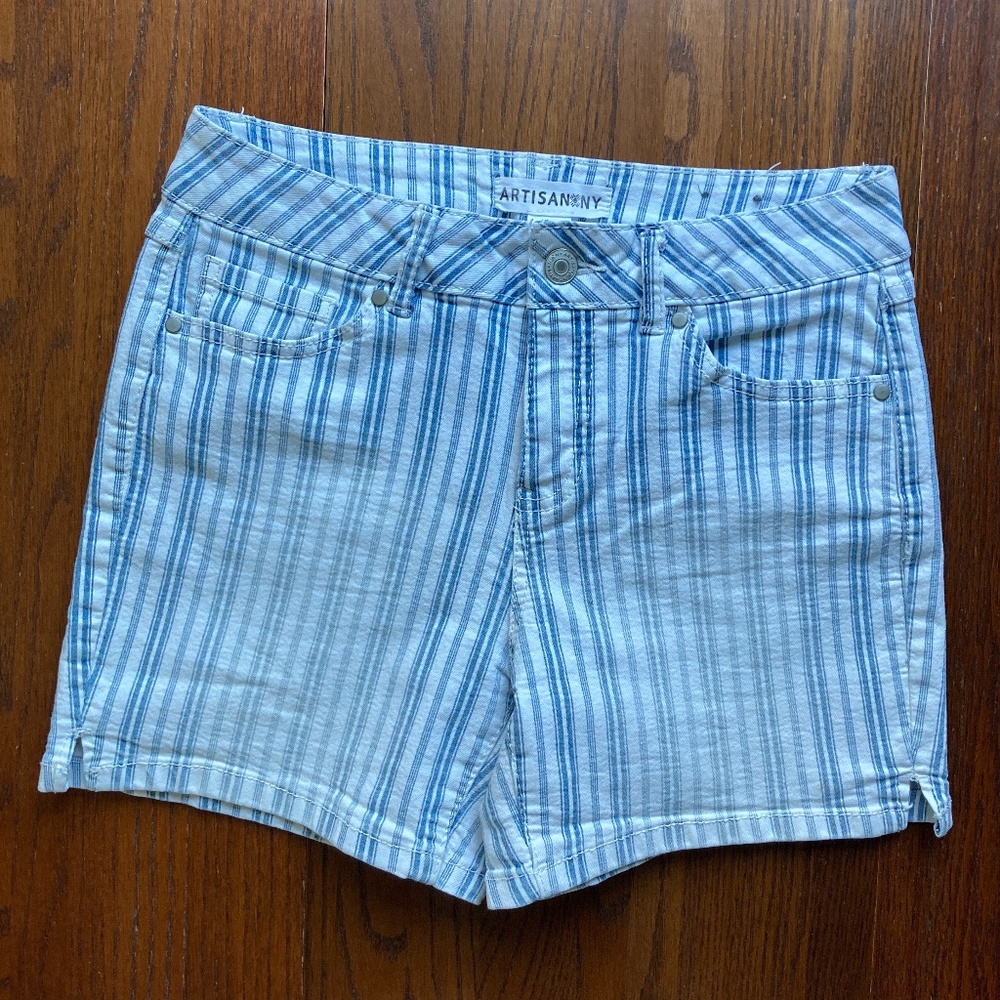 Blue White Stripe ARTISAN NY Denim Shorts
